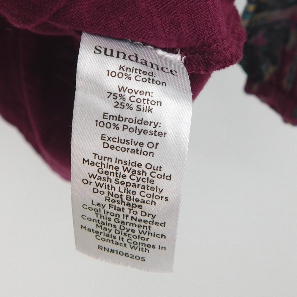 Sundance Purple Embroidered Floral Cotton Silk Blend Tunic Top Womens Medium NWT - Picture 4 of 4